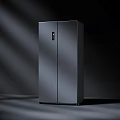 Modern Gray Double Door Refrigerator With Sleek Design In Dark Background 3d model