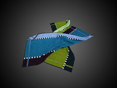 Colorful Soft Knitted Towels With Blue And Green Patchwork Design 3d model