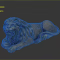 Reclining Lion Sculpture Made Of Stone With Detailed Texture And Classical Design