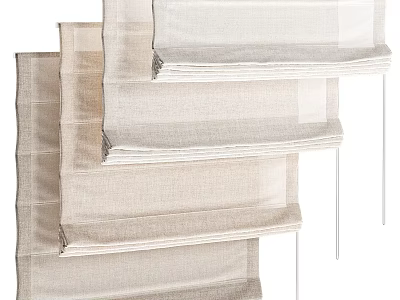 Soft Linen Curtains With Natural Fabric And Neutral Tone In Layered 3d model
