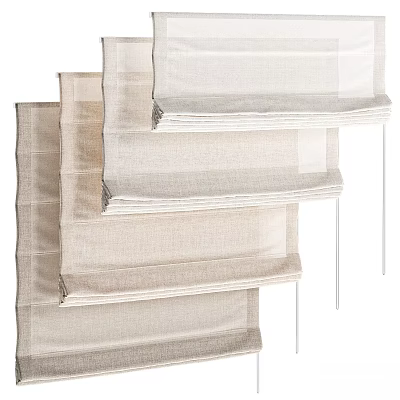 Soft Linen Curtains With Natural Fabric And Neutral Tone In Layered 3d model