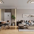 Modern Living Room Interior With TV Stand Decorations Coffee Table Area Rug And Artwork