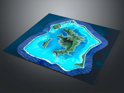 Cartoon Style Island Scene With Blue Ocean And Green Land Details 3d model