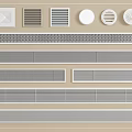 Various Styles Of Air Conditioner Vents With Rectangular Grille And Round Covers