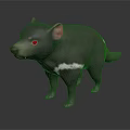 Realistic 3D Model of Tasmanian Devil Featuring Black Fur White Chest Patch and Pink Ears