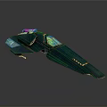 Futuristic Blue Sci-Fi Spaceship Model With Sleek Design And Glowing Cockpit