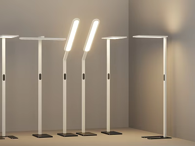Modern White Floor Lamps With Slim Stands And Bright Lighting For Indoor Spaces 3d model