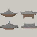 Traditional Chinese Architecture Roof Models With Curved Eaves And Ornate Details