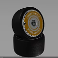 Black Stacked Car Tires Featuring Liberty Walk Brand Logo Design