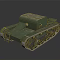 Green Military Tank Model With Tracks Ladder And Dark Background Reflection