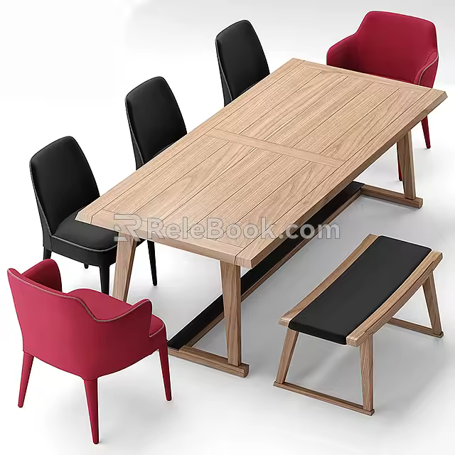 Dining table and chair combination 3d model