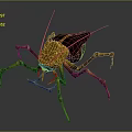 3D Fantasy Insect Character Design With Yellow Brown Exoskeleton And Long Legs
