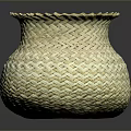 Natural Woven Basket with Textured Surface and Wavy Rim for Home Storage Use