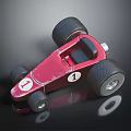 Red Vintage Toy Racing Car With Number 1 On Body Black Tires And Shiny Reflection
