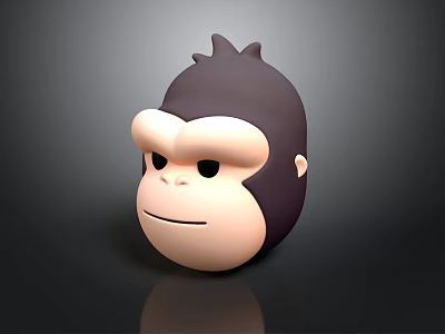 Cute Cartoon Gorilla Head 3D Model With Brown Pink Tones And Gentle Expression 3d model