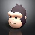 Cute Cartoon Gorilla Head 3D Model With Brown Pink Tones And Gentle Expression