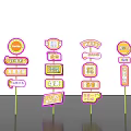 Colorful Promotional Signs With Advertising Messages For Events And Promotions