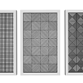 Three Layered Ceiling Design Featuring White Border And Black Grille Panels