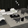 Modern Living Room Interior With Sofa And Coffee Table Set Accent Chairs And Area Rug