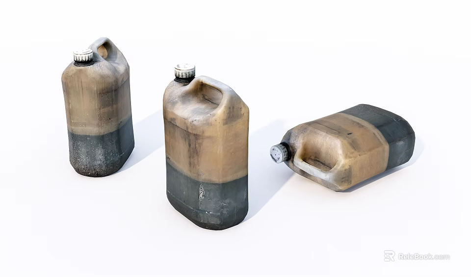 Industrial Oil Drums with Brown Black Design in Upright and Tilted Positions 3d model 