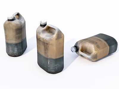 Industrial Oil Drums with Brown Black Design in Upright and Tilted Positions 3d model
