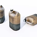 Industrial Oil Drums with Brown Black Design in Upright and Tilted Positions