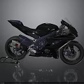 Modern Black Sport Motorcycle With Streamlined Design Blue Accents And Reflective Surface