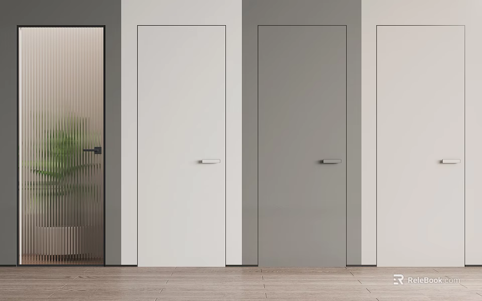 Modern Swing Doors In White Gray And Glass Design For Interior Spaces 3d model 