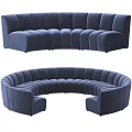 Blue Velvet Curved Sectional Sofa With Modular Design And Tufted Details