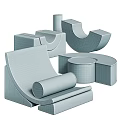 Modern Textured Furniture Pieces With Curved Seats Cylindrical Cushions In Brown Beige White Tones