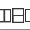 Modern Casement Windows With Black Frames Three Different Styles For Home 3d model