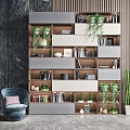 Modern bookcase bookcase combination 3d model