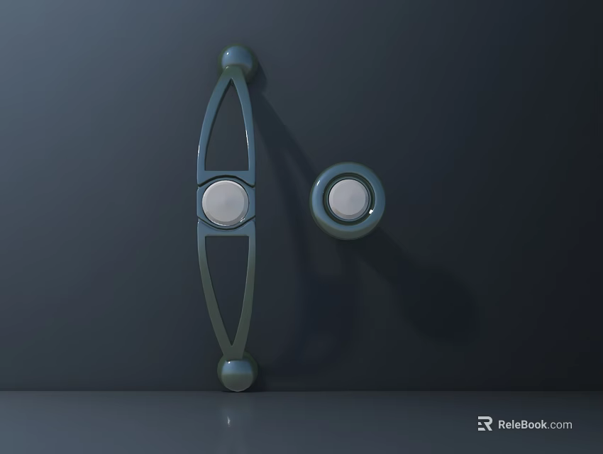 Modern Minimalist Metal Handle With Circular Accents On Dark Background Surface 3d model 