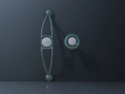 Modern Minimalist Metal Handle With Circular Accents On Dark Background Surface 3d model