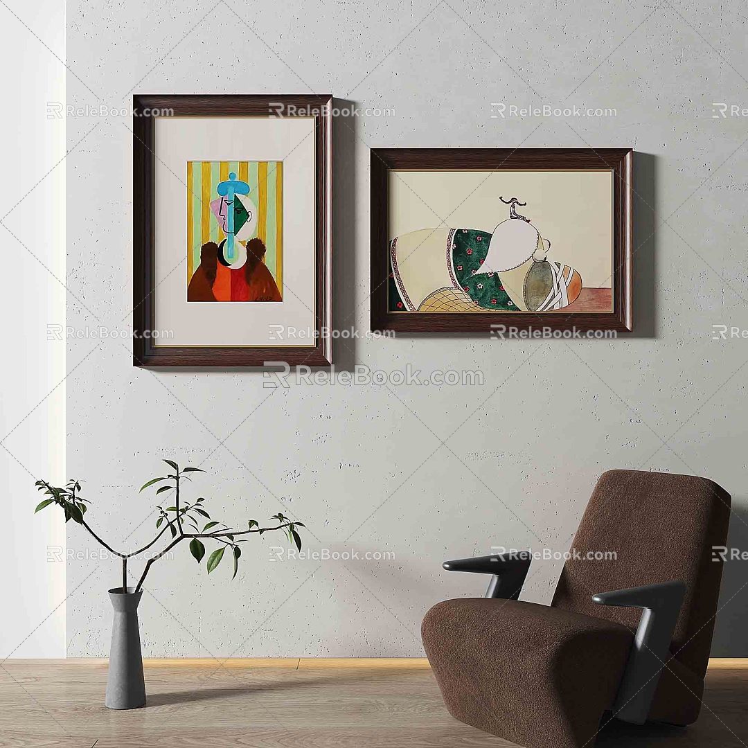 Jane European Retro Abstract Decorative Painting 3d model