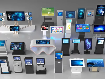 Modern Public Facilities With Smart Interactive Touchscreen Kiosks And Digital Displays 3d model