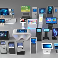 Modern Public Facilities With Smart Interactive Touchscreen Kiosks And Digital Displays 3d model