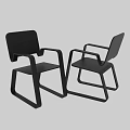 Modern Black Dining Chairs With Geometric Frame Armrests And Minimalist Design