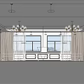 Spacious Fitness Studio With White Walls Large Windows Curtains Chandeliers Side Barres Light Terrazzo Floor