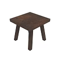 Two Simple Wooden Stools With Square Tops And Sturdy Four Legs Design 3d model