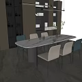 Dining Table and Chair Combination Bookcase 3d model