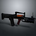 Modern Tactical Assault Rifle With Black Frame Red Grip Orange Component And Scope 3d model