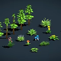Various Types of Plants Including Trees Flowers Grass and Mushrooms Collection