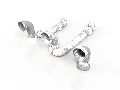 Industrial Metal Pipe Fittings Including Elbow And Tee Connectors For Plumbing 3d model