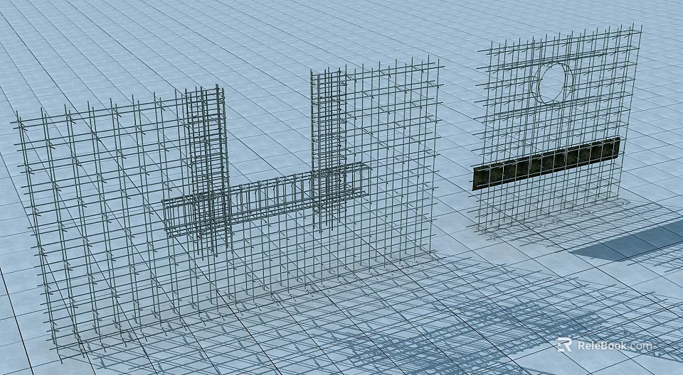 Building Structural Components Reinforced Steel Grid Skeleton Support Framework For Construction 3d model 