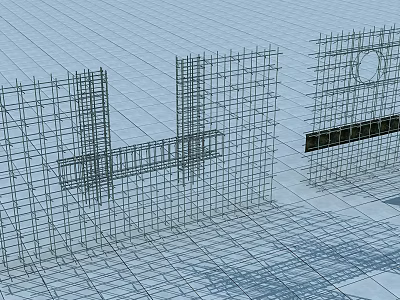 Building Structural Components Reinforced Steel Grid Skeleton Support Framework For Construction 3d model