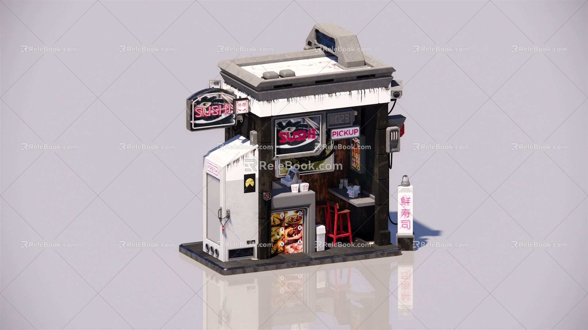 Industrial LOFT Sushi Shop 3d model