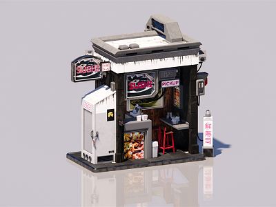 Industrial LOFT Sushi Shop 3d model