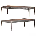 Modern Dining Table With Wooden Tabletop And Decorative Metal Leg Design