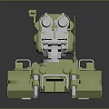 Detailed Green Robotic Character Featuring Tracked Base Metallic Arms And Sensor Head 3d model